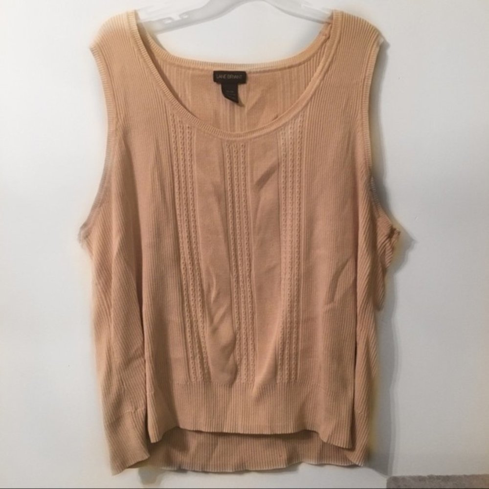 Lane Bryant Beige Plus Size Striped Tank